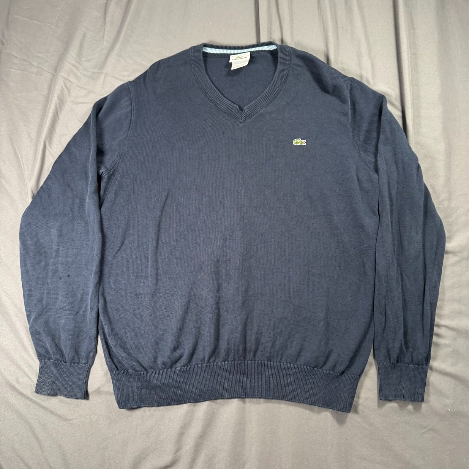Lacoste Long Sleeve VNeck Sweater Gator Embroider Blue 5